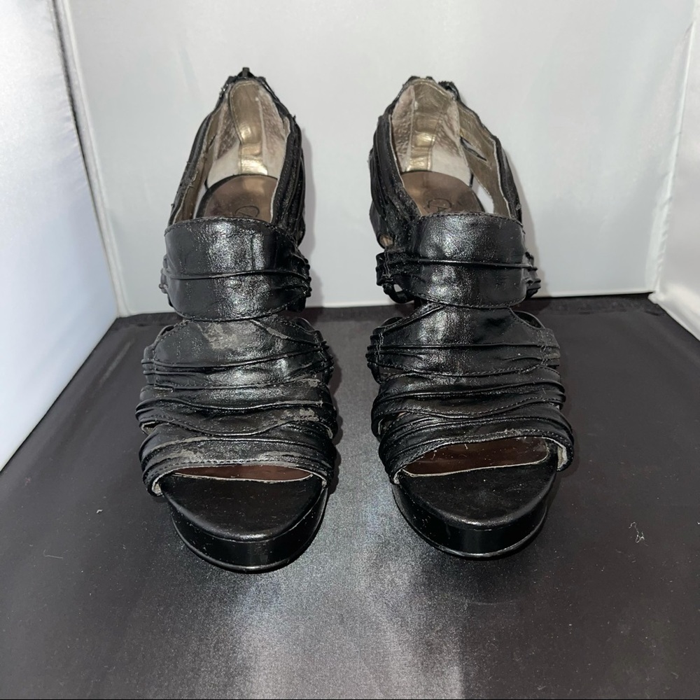 Carlos | Black Stiletto Caged Sandal​